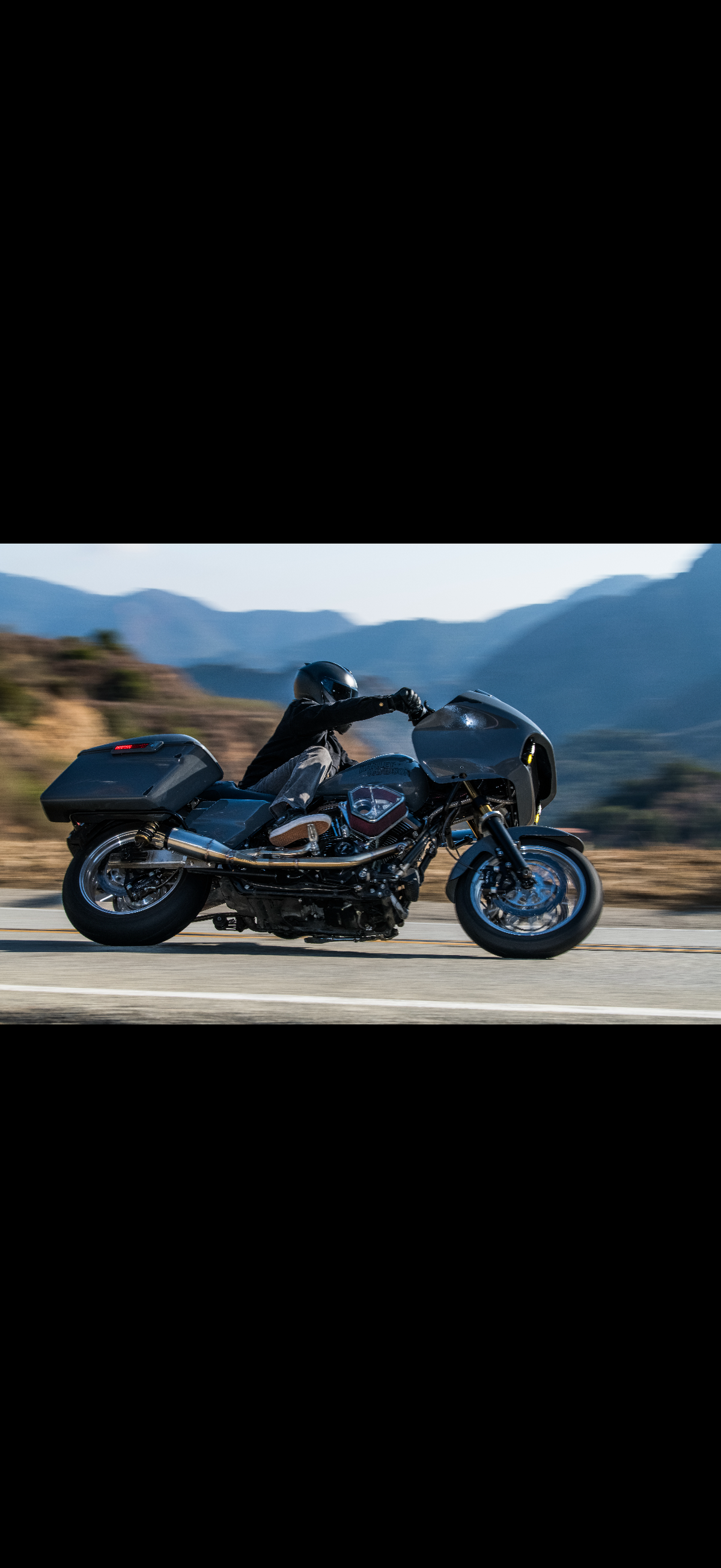 Jon Thorton carving Mulholland Canyon on his Harley-Davidson Road Glide